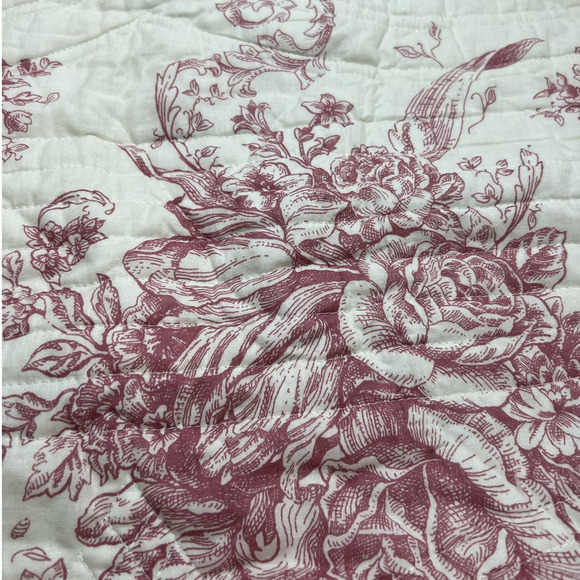 Melange Home Red Toile Embroidered Vintage French Inspired Cotton Pillow 1 Sham - Picture 8 of 10